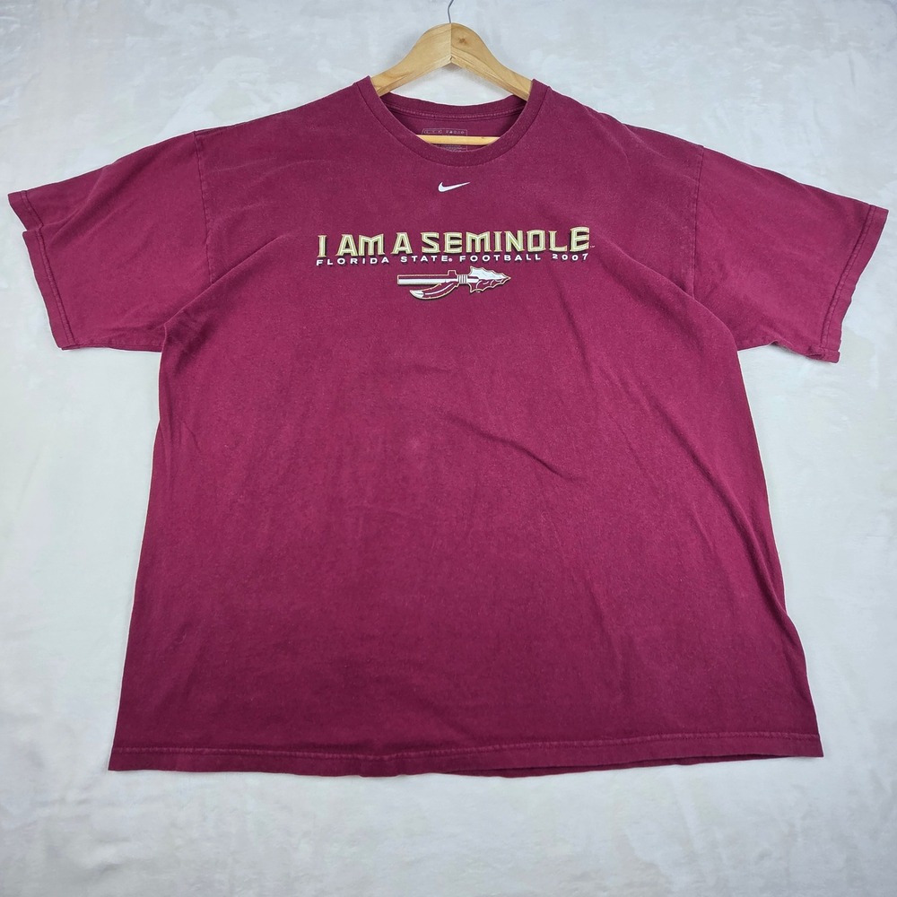 Nike Florida State Football T-Shirt Mens XL Garnet 2007 Graphic Center Swoosh